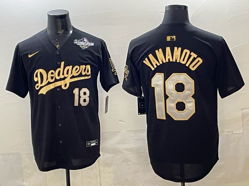 Men 2026 Nike Los Angeles Dodgers #18 Yamamoto Black Game MLB Jersey 021->los angeles dodgers->MLB Jersey